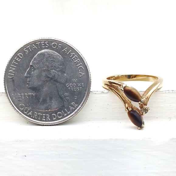 DAC Brown Stone Gold Ring  (VTG) - Picture 11 of 11